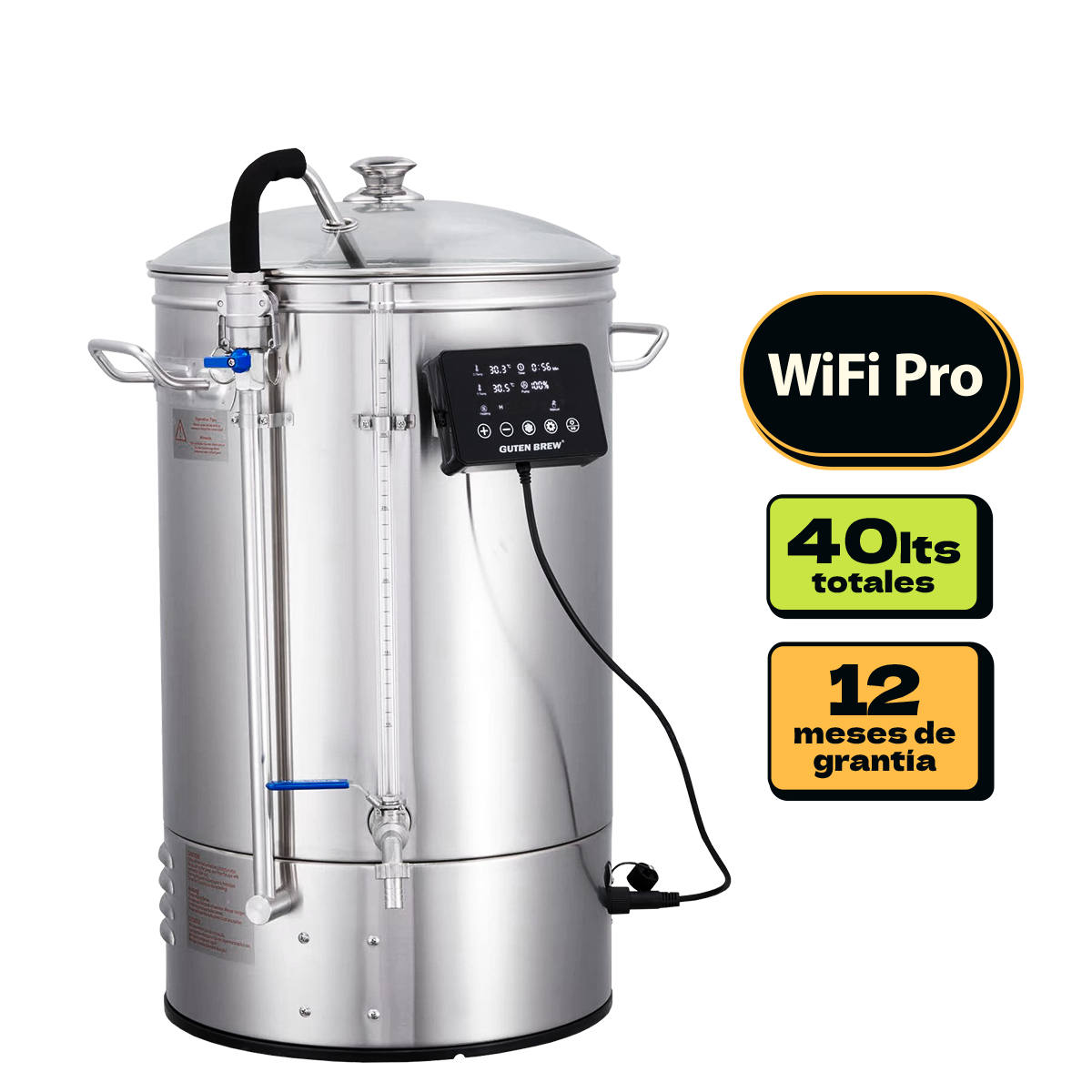 Güten Brew | Máquina WIFI PRO para elaborar cerveza Todo en uno | 40L totales | 30L efectivos