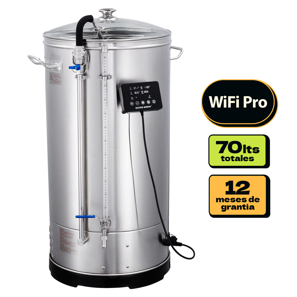 Güten Brew | Máquina WIFI PRO para elaborar cerveza Todo en uno | 70L totales | 60L efectivos