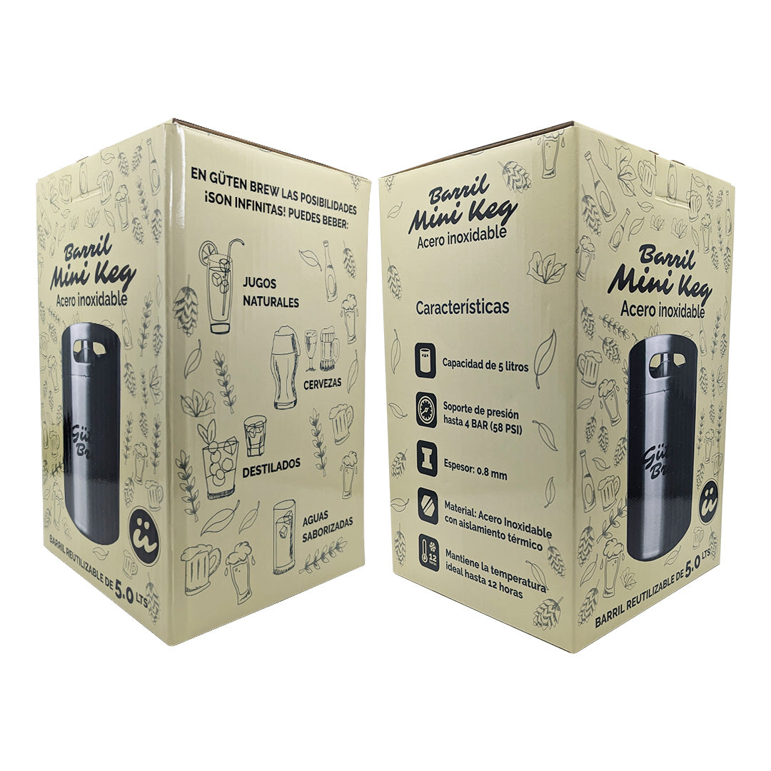 Barril Acero Inoxidable 5 lts | Growler | Mini Keg