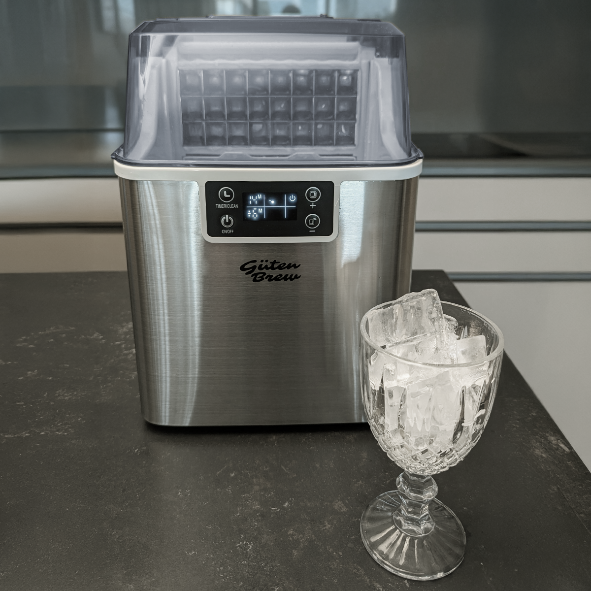 Guten Ice 2.0 - Máquina de Hielo Portátil Autolimpiante | 20kg/día | Cubos Listos en 8-20min