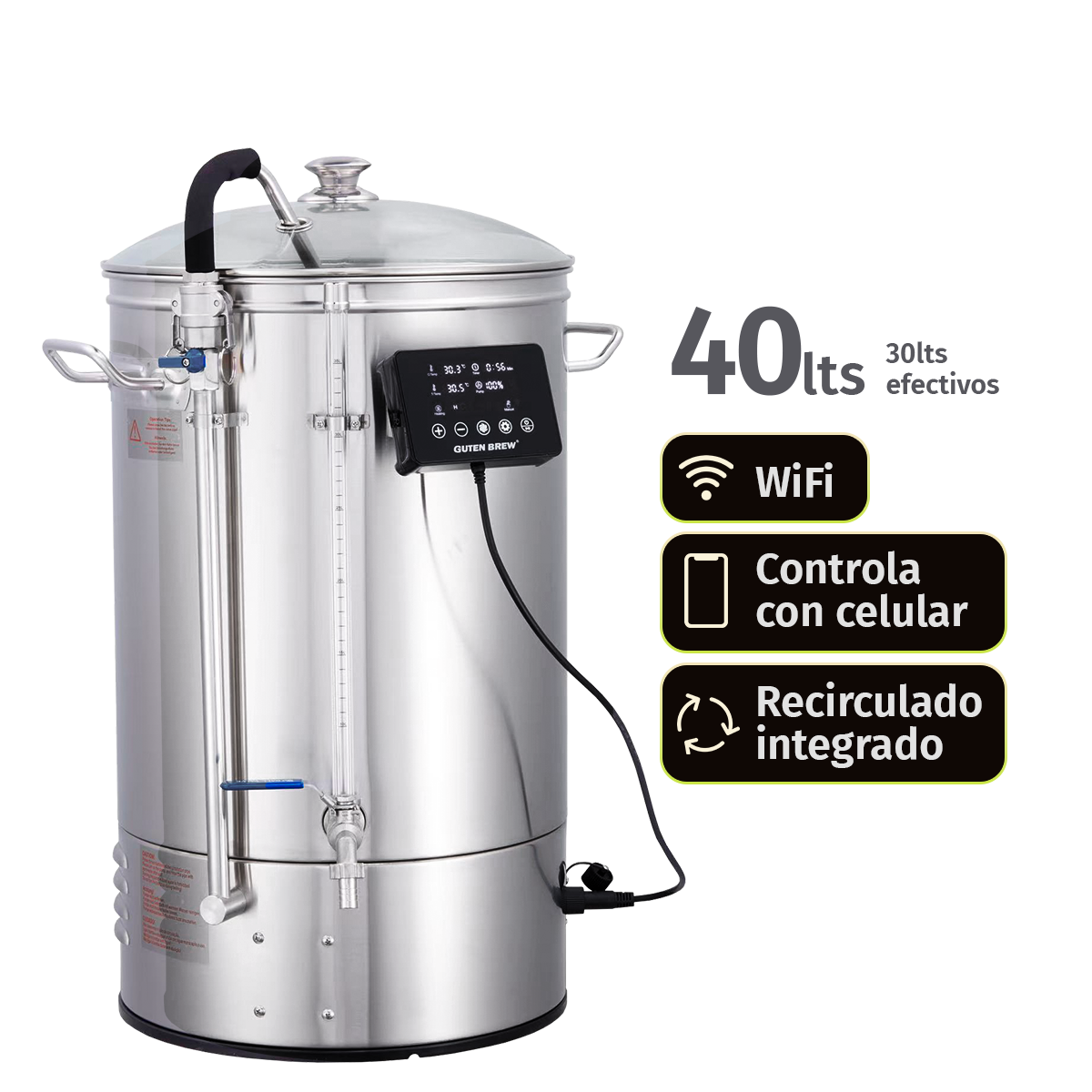 Güten Brew | Máquina WiFi para elaborar cerveza Todo en uno | 40L totales | 30L efectivos