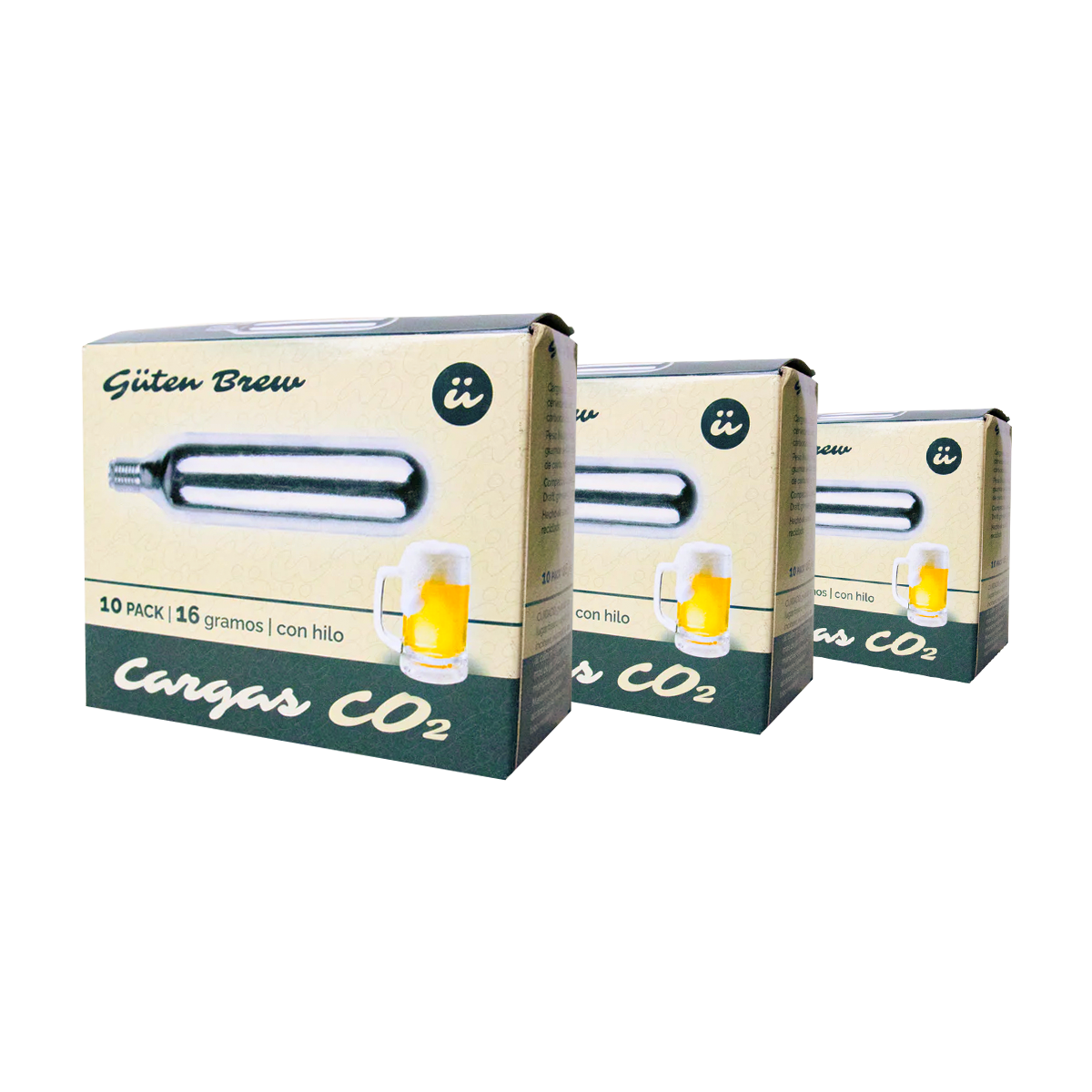 Recarga triple | 3 cajas cartuchos CO2 | 16g grado alimentario | 30 unidades