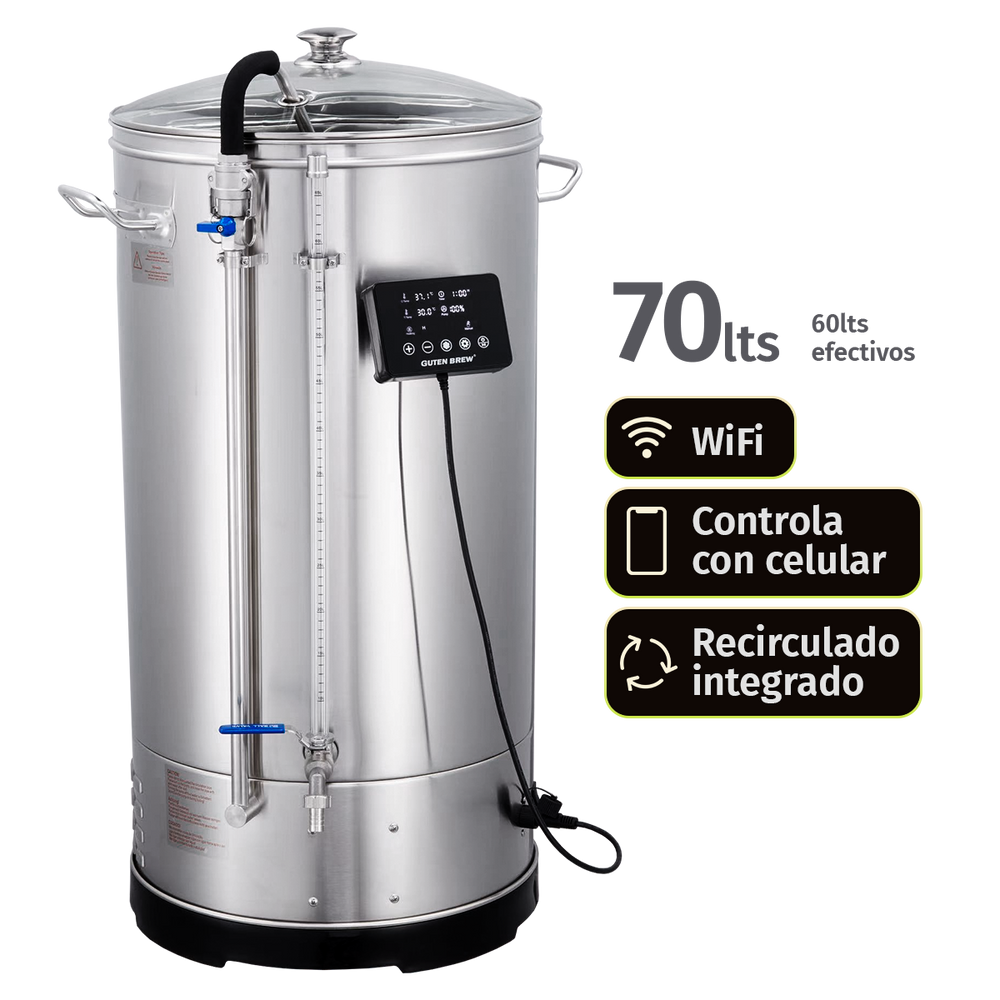Güten Brew | Máquina WIFi para elaborar cerveza Todo en uno | 70L totales | 60L efectivos